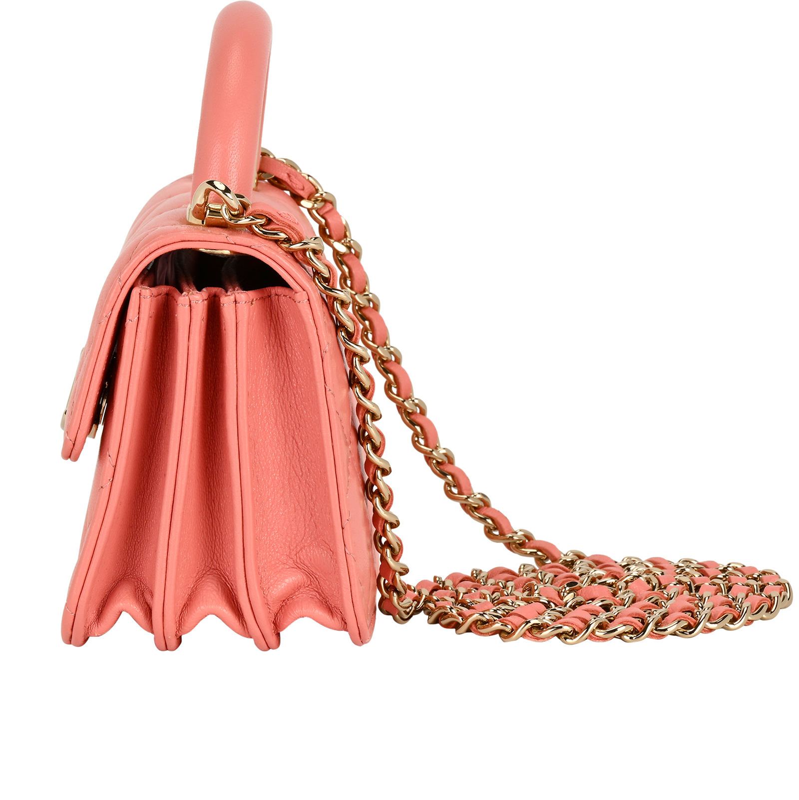 Charming Top Handle Mini Bag, &pound;1,800, Handbags, Pink, Lambskin Leather, Bottom view